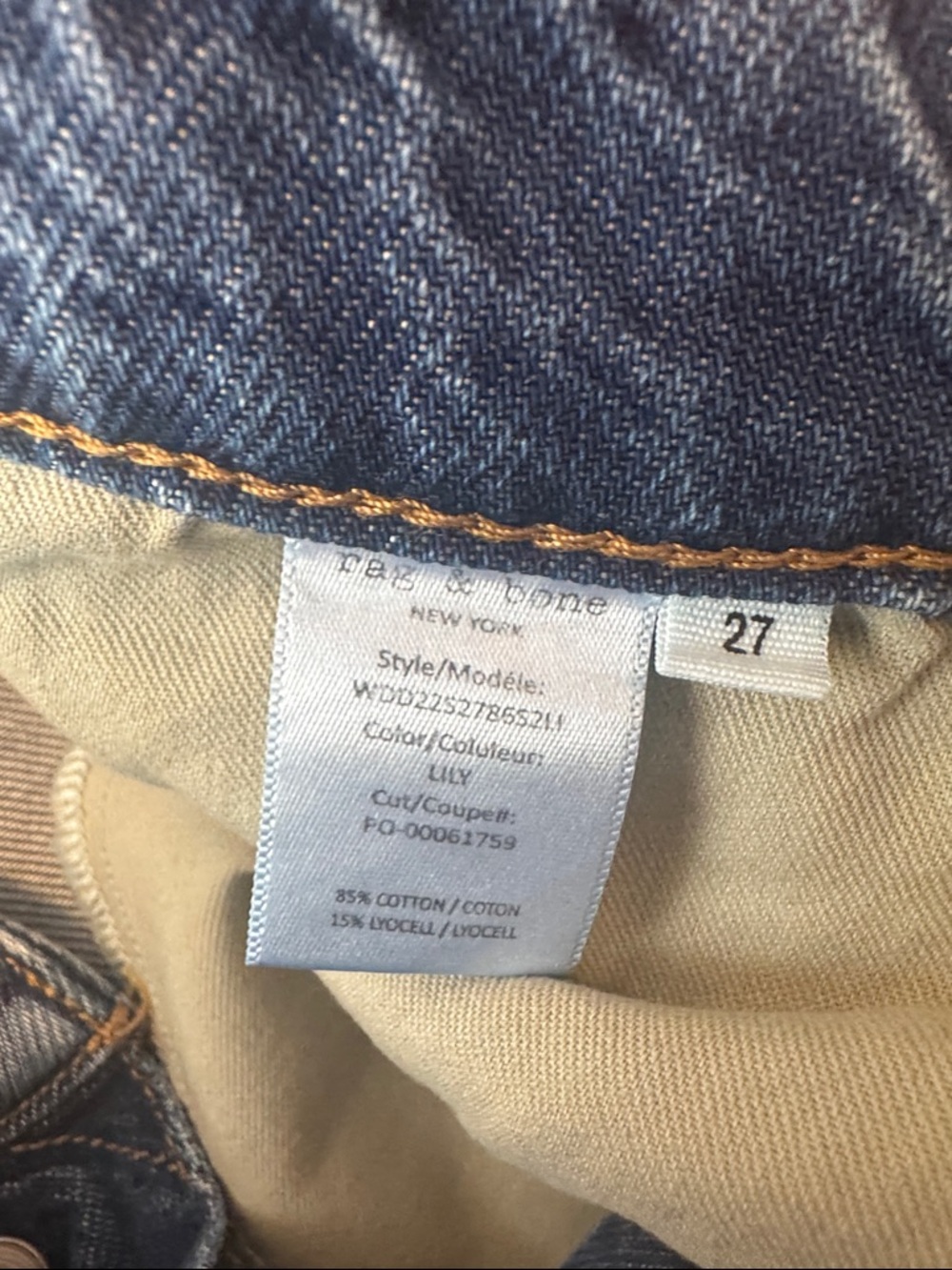 Rag & Bone Logan Featherweight Denim Low Rise Wide Leg Jeans Size 27 Lily Wash - Picture 9 of 13